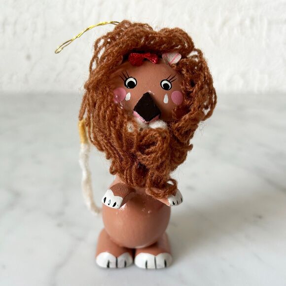 Vintage Cowardly Lion Wizard of Oz Wooden Christmas Ornament Kurt S Adler - Picture 1 of 7